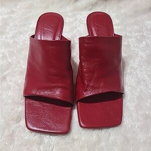 Zara Red Leather Women's Heels